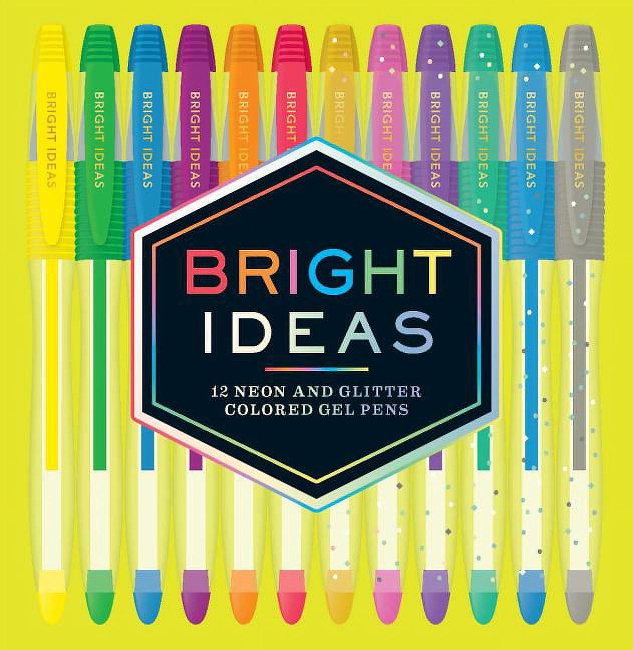 Bright Ideas: 12 Neon and Glitter Colored Gel Pens: (Gel Pens for Coloring, Glitter Pens for Adult Coloring Books, Sparkle Gel Pens)